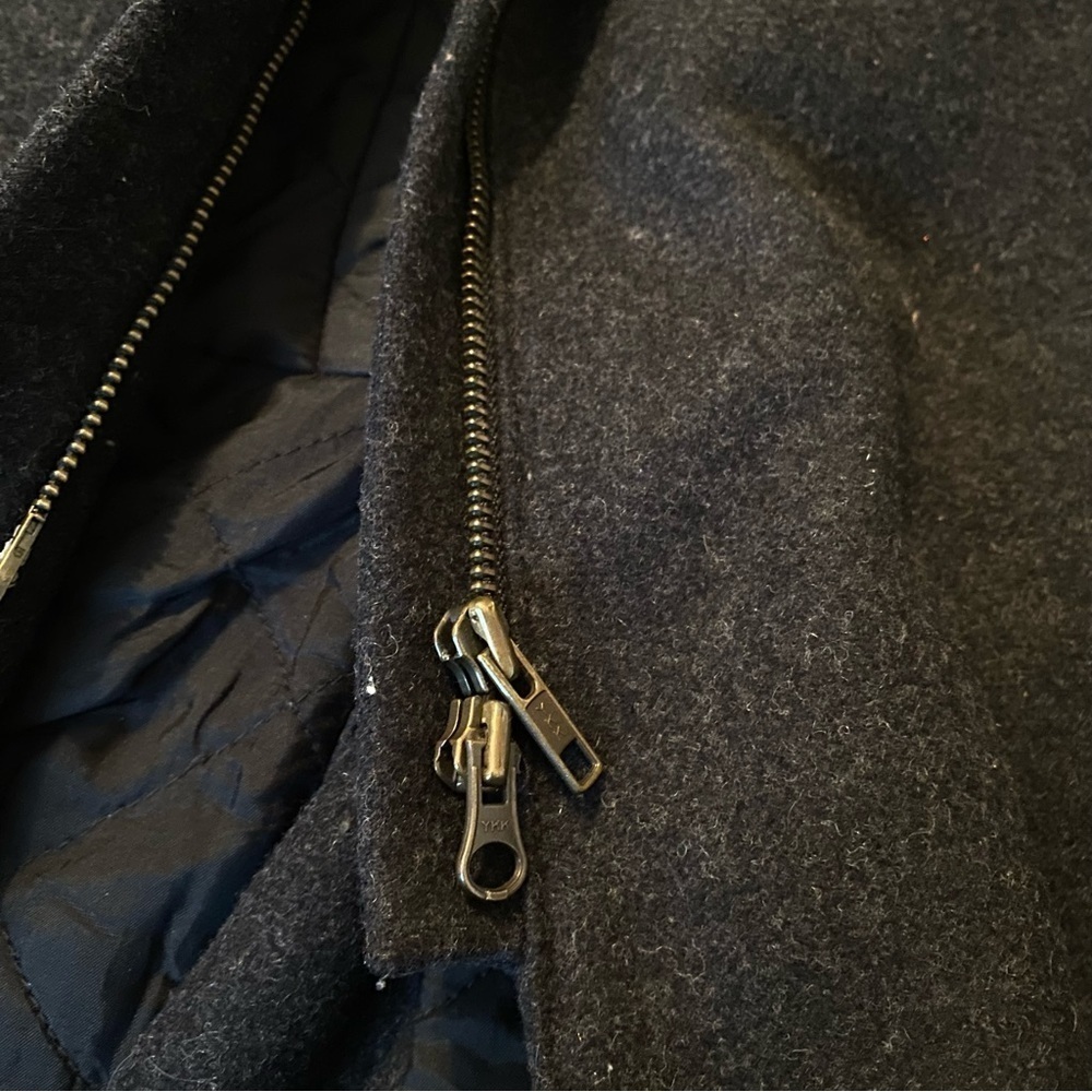 J. Crew Wool Blend Thinsulate Zip Front Charcoal Gray Long Coat - XS - Picture 8 of 14